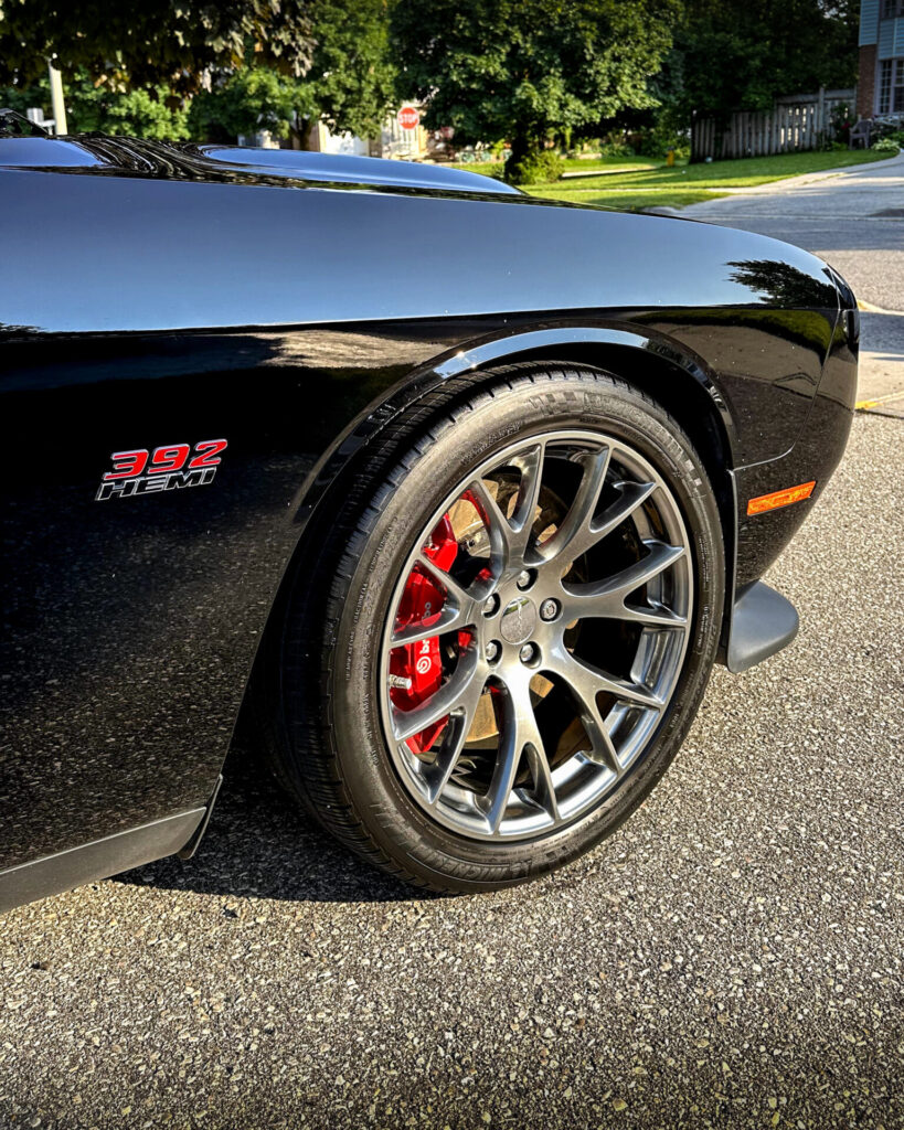 Black 2016 Dodge Challenger Hellcat - Passenger Front Fender 1 after Mobile Detailing and Ceramic Coating