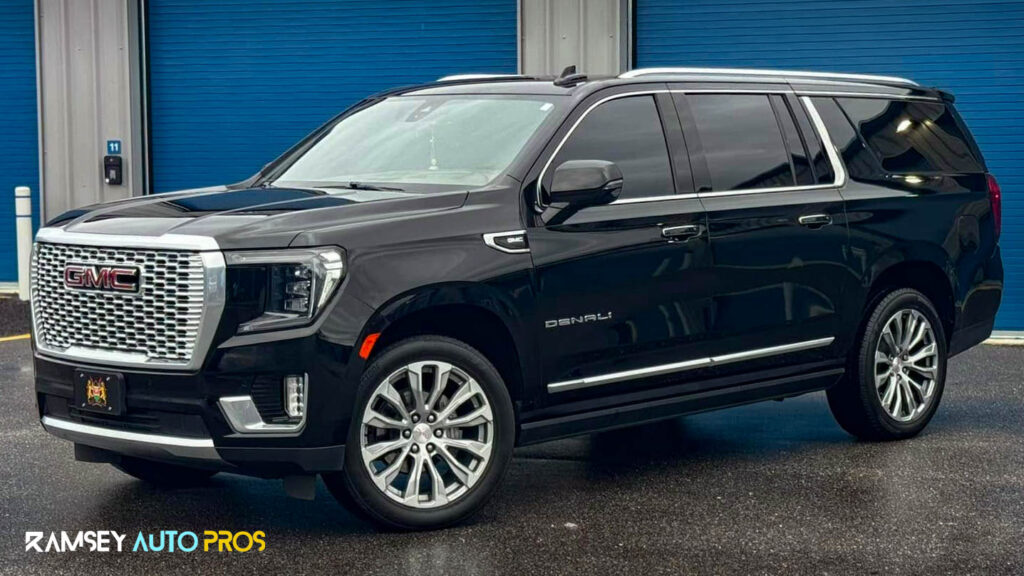 Black 2022 GMC Yukon after Auto Detailing and Window Tinting