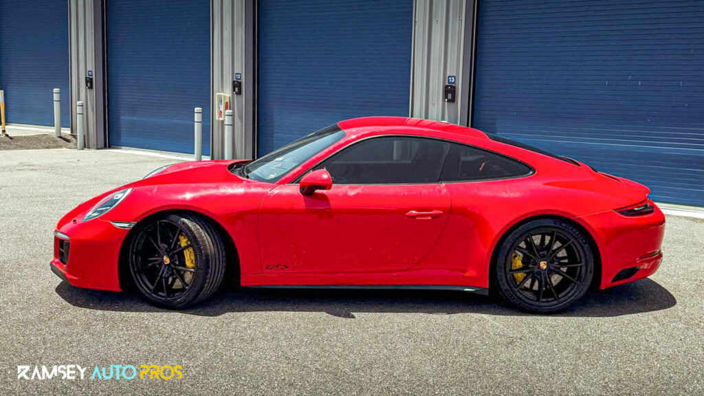 Red 2019 Porsche 911 with Paint Protection Film and Ceramic Coating - Driver Side