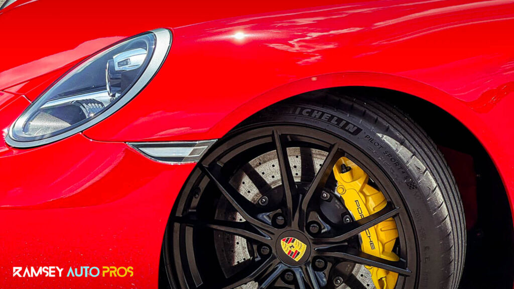 Red 2019 Porsche 911 with Paint Protection Film and Ceramic Coating - Driver Front Fender