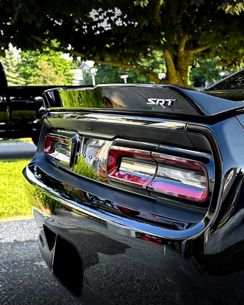 Black 2016 Dodge Challenger Hellcat - Rear Half Fender after Mobile Detailing and Ceramic Coating
