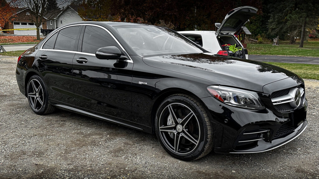 Black 2018 Mercedes S550 - Front Driver Far after Mobile Detailing