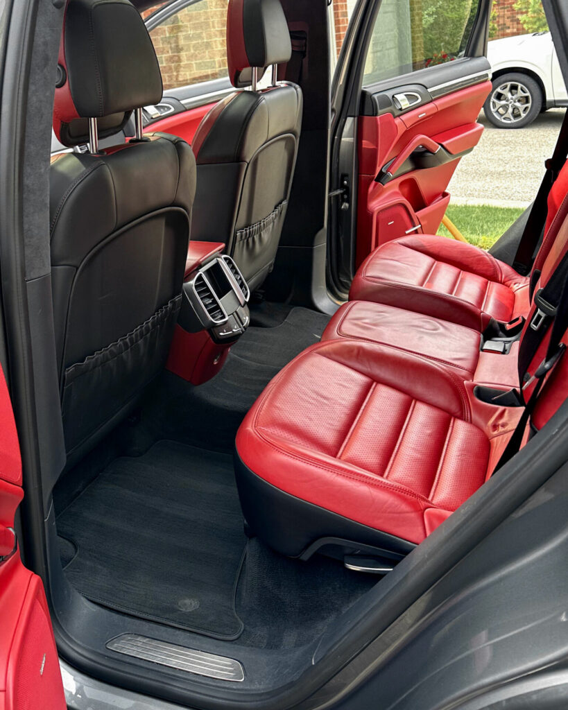 Grey 2020 Porsche Cayenne GTS - AFTER Driver Rear Interior after Mobile Detailing