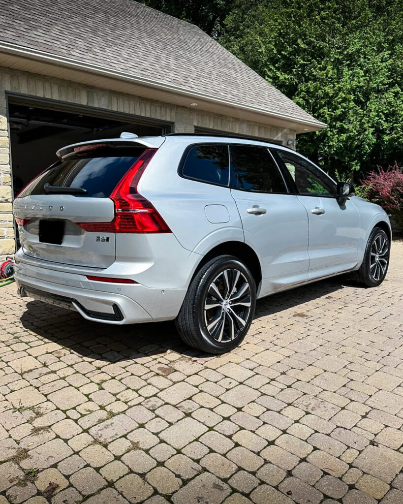 Silver 2022 Volvo XC60 - Passenger Rear after Mobile Detailing and Ceramic Coating